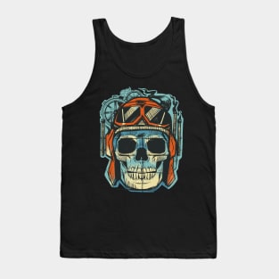 Pilot Skull Funny Aviation Lover Airplane Enthusiast Tank Top